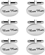 [HAPPOW] 3 Pairs Cufflinks for Men,Silver Oval Wedding Cufflinks, Perfect for Father of the Bride, Groomsmen Gifts, Best Man Gift. Elegant Cuff Links for Every Wedding Occasion, One size, Zinc, No