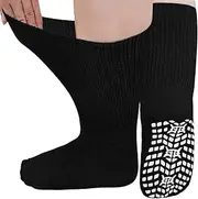 [LOFIR] Diabetic Socks for Men Women: Soft Extra Wide Top Sock Ladies Non Elastic Loose Gentle Grip Cotton Non Slip Socks for Swollen Feet 3 Pairs