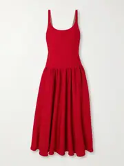 [Emilia Wickstead] Emilia Wickstead - Galen Pleated Cloqué Midi Dress - Red - UK 14 UK 14 Red