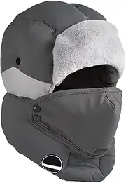 [YJZQ] Men's Winter Hat, Padded Flight Hat with Ear Muffs, Windproof Ski Hats with Removable Face Mask, Warm Plush Hat, Soft Aviator Hat, Waterproof Cycling Cap for Skiing, Cycling