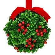 5" Glitter Mistletoe Kissing Ball Christmas Ornament - Hanging Decoration