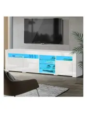 [Artiss] TV Cabinet Entertainment Unit Stand RGB LED Gloss 3 Doors 180cm in White