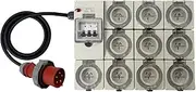 CEEform Power Board 5 Pin 32 Amp Three Phase to 10 x 3 Pin 15 Amp Single Phase Outlet RCBO Protected