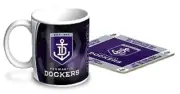 Fremantle Dockers Official AFL Team Logo Mug & Coaster Pack Licensed Gift Box