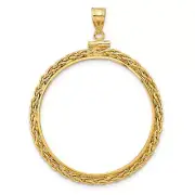 14k Yellow Gold Tight Wheat Chain Screw Top 1 oz Australian Nugget Coin Bezel