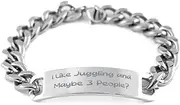 Inappropriate Juggling Gifts, I Like Juggling and Maybe 3 People, Juggling Cuban Chain Bracelet From Friends, Gifts For Friends, Juggling equipment, Juggling props, Juggling balls, Juggling clubs,, Small, Silver Plated Zinc, Cubic Zirconia
