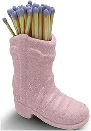 Dubbs Hardware Cowboy Boot Match Holder - Match Holder with Striker - Bathroom Match Holder - Cowboy Boot Decor Cowgirl - Very Cute Addition for Interior Decor (Pink) (DH-BMH)