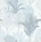 Wallpaper Ari Blue Cactus Desert Oasis Blue Gray on White Texture, 56 sq ft