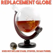 REPLACEMENT GLOBE Whiskey Decanter Globe Rum Wine Stainless Crystal Glass 850ml