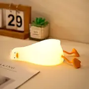 Lying Flat Duck Night Light,cute Light Up Duck,led Silicone Bedside Lamp,touch Control Rechargeable Night Lights(duct)