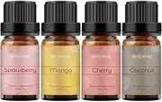 Essential Oil Set, 4Pcs Fragrance Fruit Oil for Diffuser, Strawberry Cherry Mango Cocconut