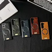 Phone Case For Samsung Galaxy Z Fold 7 Z Fold 6 Z Fold 5 Z Fold 4 Z Fold 3 Back Cover Magnetic Shockproof Retro TPU PU Leather