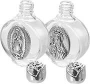 Gatuida 2pcs Embossed Glass Holy Water Bottle Refillable Glass Bottles for Baptism Decorations Portable Essential Oil Perfume Containers Elegant and Attractive Design
