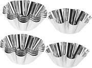 PHENOFICE 12-Piece Set of Tart Muffin Cups Stainless Steel Muffin Tins Non-Stick Flower Molds for Fruit Tart Cupcakes