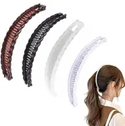 4Pcs Banana Hair Clips For Women Girls, Double Side Combs Clips Bun Maker Accessories, Non-Slip Vintage Banana Hair Clincher Interlocking For Thick Thin Straight Curly Long Short Hairstyle