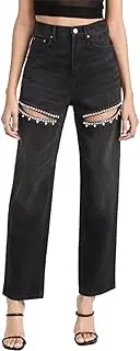 [MIFJNF] Women's Y2k Baggy Ripped Jeans High Waist Loose Rhinestone Distressed Wide Leg Pants for Women Streetwear