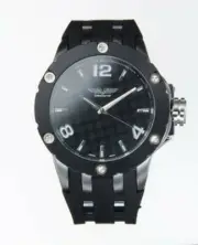 NEW Deporte Ardmore 9851 Mens Black & Silver Rotating Bezel Classy Large Watch
