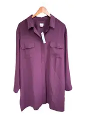 Chicos Button Up Blouse Womens Purple Sweet Shiraz LS Polished Seperates Solid