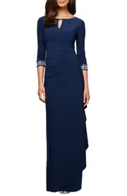 Alex Evenings Jeweled Cuff Column Formal Gown