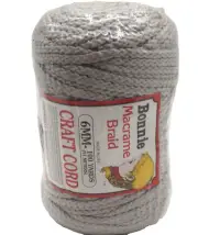 Bonnie Macrame Braid 6mm 100 yards Shadow Solid Light Silver Gray Craft Cord