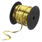 6mm 98Yds Sequins Trim, Crafts Strip on Strings for Fringe and Sewing, Gold