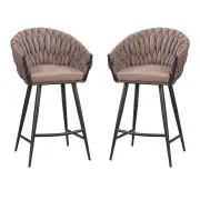 Set of 2 - Peak Fabric Bar Stool 65cm - Chocolate Milk