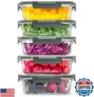 Zulay Kitchen 5 Pack Glass Meal Prep Containers with Lids - Airtight, Premium