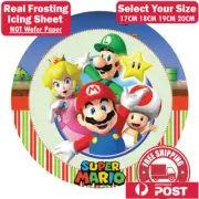 Super Mario Edible Image Cake Topper Round Frosting Icing Party Decoration