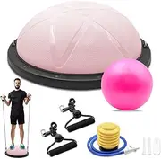 300KG Half Balance Ball Trainer,7pcs Half Exercise Balance Ball Trainer Set with 2 Resistance Bands,Yoga Ball&Foot Pump,58cm Stability Ball for Full Body Workout,Exercises,Home Gym,Physical Therapy