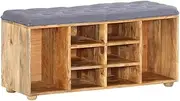 Hall Bench Solid Mango Wood, Storage Entryway Organizer, 100x35x47cm, Rack Cabinet, Front Shoe Bench, Narrow Shoe, Door, Black Table, Furniture