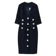 [Costarellos] Costarellos Embellished Buttoned Dress 40 FR BLUE