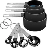 Measuring Cups and Spoons Set, Kitchen Essentials Gadgets 8 Pieces, Nesting Measure Cups Spoons with Stainless Steel Handle for Dry & Liquid Ingredient