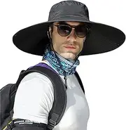 [CLSQLXYJZC] Summer Sunshade Bucket Hat, Outdoor Wide Brim Sun Protection Shade Foldable Casual Breathable Beach Hat, for Fishing Hiking Camping Traveling Bush Hat (Color : Black)