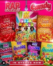 RAP SNACKS CANDY 6 Pack. Bears, Worms, Gumballs, Sour Faces, Puzzle, Dummys