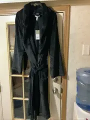 Good Fellow Men's Bath Robe Size S/M Full Length Soft Black, Ties, Pockets