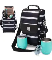 Savvy Outdoor Tote Bag With Stemless Wine Glasses