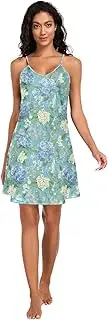 [FRODOTGV] Women's Nightgowns Comfy V Neck Summer Sleepwear Large Blue Florals Sleeveless Sleepdress for Women S