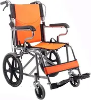 Carbon Steel Lightweight Wheelchair with Handbrake Ergonomic Seat Portable Sport Manual Wheelchair Folding Travel Wheelchair, Capacity 220lb