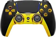 Custom Wireless UN-MODDED PRO Controller compatible with PS5 Exclusive Unique Design (Black/Gold)