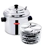 Stainless Steel 6 Plate Idli Maker 24 Cavity Idli Cooker With Steamer, Silver