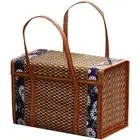 1X(Picnic Woven Basket Wicker Storage Bag Handle Folded Fruit Shopping Food4998