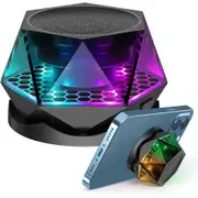 Magnetic Diamond Bluetooth Speaker, Small Wireless Speaker with Multi RGB Color Light Show, Portable Phone Stand for iPhone, Android