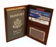 USA PASSPORT COVER Bifold Wallet Travel leather Document Organizer
