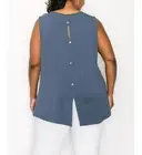 /LX024/ COIN 1804 Plus Rayon Span Keyhole Button Back Tank Top Teal Denim Sz 2X