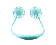Led Lamp Aromatherapy Sports Neck Fan Usb Charging Portable Fan - Blue