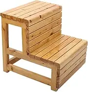 Ladder Stool Bed End Stool Solid Wood Waterproof Non-Slip Flower Stand No Need to Install, 3 Colors, 2 Steps (Color : B, Size : 42x46x45cm)
