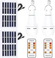 zolyet Solar Powered Bulb Indoor Emergency Portable Night Markets Camping Light with Remote Control Adjustable Modes and Timer IP65 White 2 Packs