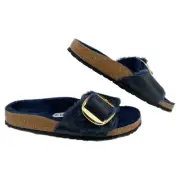 Birkenstock Blue Fuzzy Leather Buckle Sandals | New With Tags