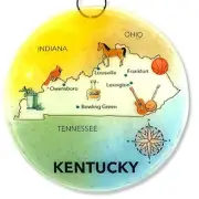 Kentucky State Map Christmas Tree Ornament - Art Glass Light Catcher