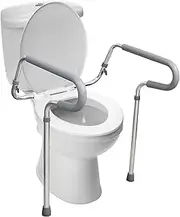 HealthSmart Adjustable Toilet Safety Rails for Seniors, Medical Grade - HandicapToilet Safety Frames for Disabled, Non-Slip Padded, 300lb Capacity Commode Chair with Arms, Toilet Helper for Elderly